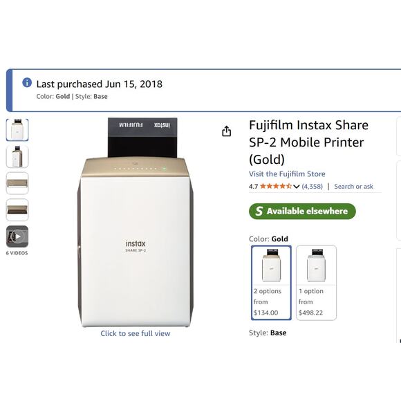 Fujifilm Instax Share SP-2 Mobile Printer (Gold) - Picture 5 of 6